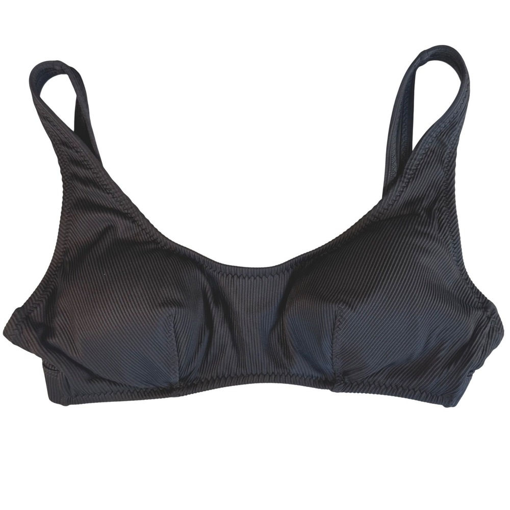 Fabletics Black Ribbed Textured Sports Bra‎ Bikini Top Swim Top XXL
